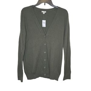Gap Women's Cardigan‎ Sweater Cotton Button Up Relaxed Fit Cozy Green Medium NWT